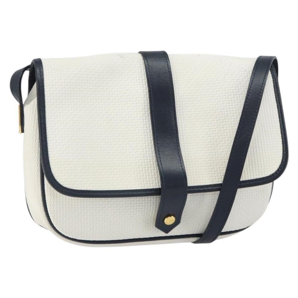 Authentic SAINT LAURENT Shoulder Bag PVC White Gold - Picture 1 of 16